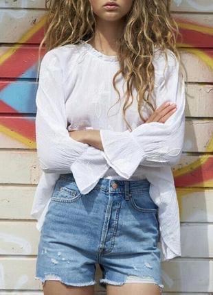 Zara zara вышитая хлопковая блузка