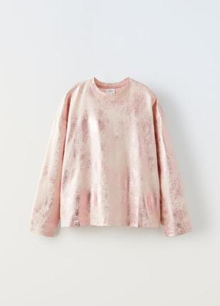 Футболка zara с фольгированным эффектом 12-13-14 лет 150-160 см