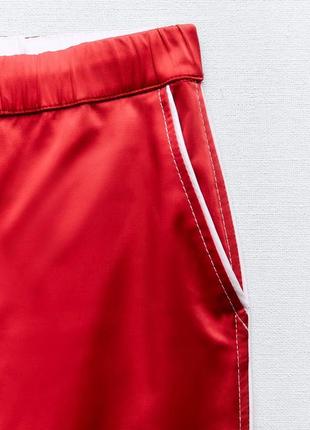 Красные сатиновые брюки zara new4 фото