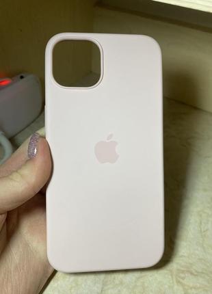 Чехол silicone casefull with magsafe для apple iphone 13 розовый / chalk pink