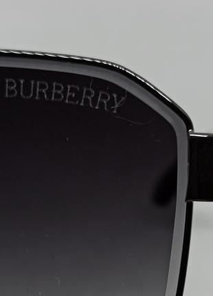 Очки в стиле burberry мужские солнцезащитные темно серый градиент в металлической оправе8 фото