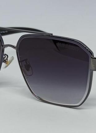 Очки в стиле burberry мужские солнцезащитные темно серый градиент в металлической оправе1 фото