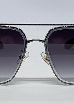 Очки в стиле burberry мужские солнцезащитные темно серый градиент в металлической оправе2 фото
