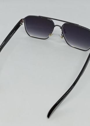 Очки в стиле burberry мужские солнцезащитные темно серый градиент в металлической оправе4 фото