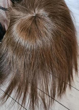Накладка макушка топпер челка 100% натуральный волос.9 фото