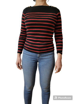 Ralph lauren свитер в черно-красную/золотую полоску