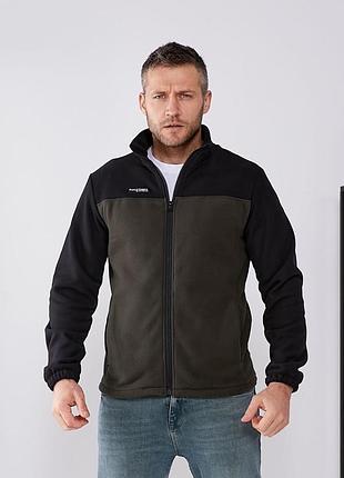 Флисовая мужская кофта теплая зип на молнии качественная флиска