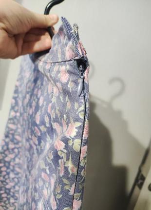 Косая юбка на лето, коттоновая юбка с розами5 фото