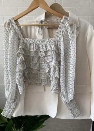 Блуза с рюшами, цвет белый, размер xs1 фото