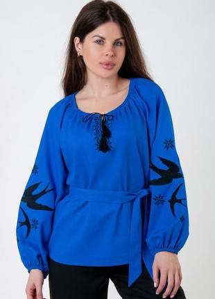 6 кольорів 🌈 лляна жіноча вишиванка, вишита жіноча блуза з льону з пишними рукавами , вышиванка женская4 фото