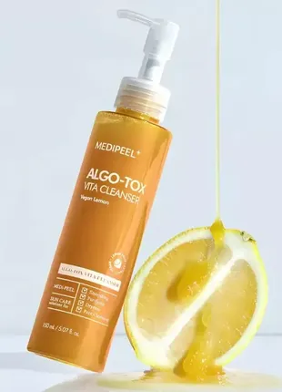 Гель для очищення шкіри екстрактом лимона з ефектом детоксу medi-peel algo-tox vita cleanser vegan l1 фото
