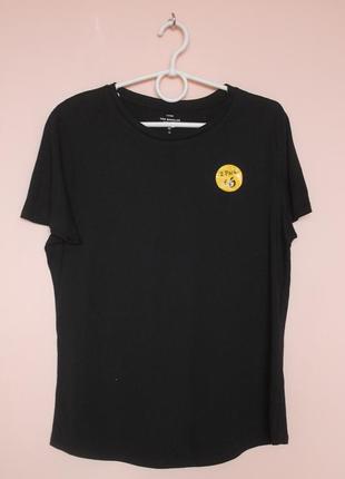 Черная хлопковая футболка, базовая черная футболка 100% хлопок 48-50 г.