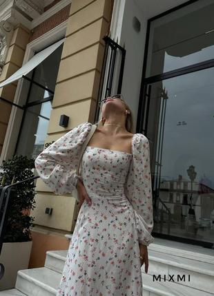 Макси платье сарафан цветочный принт со шнуровкой на спине6 фото