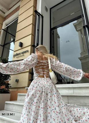 Макси платье сарафан цветочный принт со шнуровкой на спине4 фото