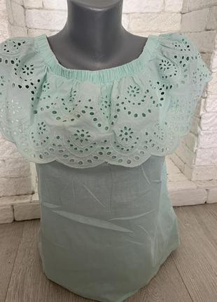 Мятная хлопковая блуза, майка