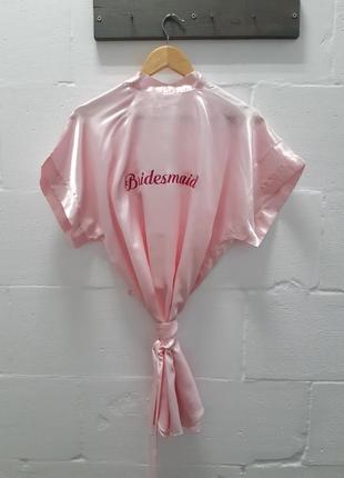 Рожевий халат для подруги нареченої для ранку весілля чи дівич вечора