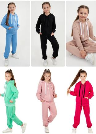 Спортивний костюм для дівчаток, комплект спортивні штани і толстовка на блискавці демісезон, худі на молнії1 фото