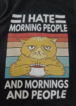 I hate morning people з котом футболка кіт жіноча я ненавиджу ранкових людей гумор3 фото