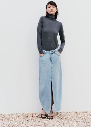 Джинсова спідниця середньої довжини z1975 zara