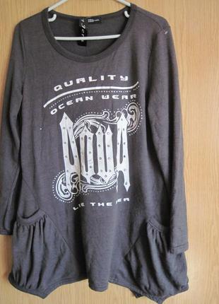 Новая стрейч. туника c карманами "jera" р. 48