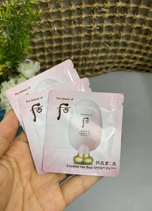 Снижка! увлажняющая база под макияж с spf 50+++ the history of whoo essential sun base spf50+ pa++4 фото