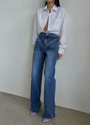 Джинсы с имитацией трусиков wide leg