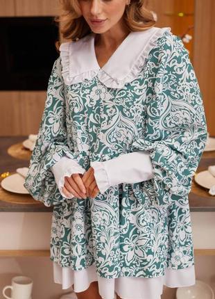 Чарівна легка жіноча сукня вільного крою з великим коміром2 фото