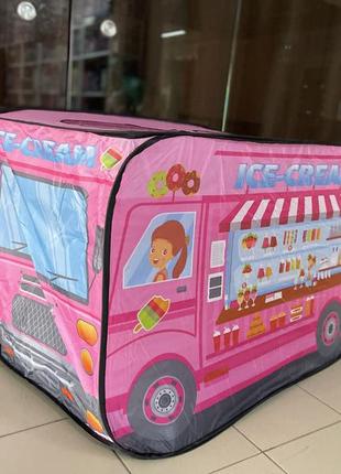 Дитячий намет машина фургончик із морозивом, автобус, автомобіль ігровий намет-шалуш для дівчинки3 фото