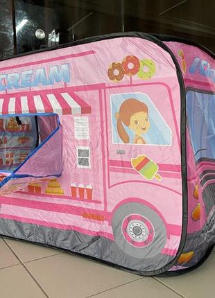 Дитячий намет машина фургончик із морозивом, автобус, автомобіль ігровий намет-шалуш для дівчинки1 фото