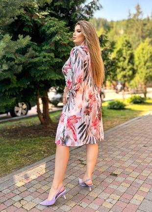 Жіноче плаття батал з квітковим принтом, красива сукня великого розміру5 фото