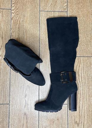 Сапоги черные vsn демисезон туречневая натуральная замша