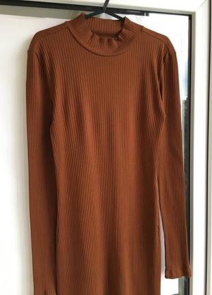 Довга сукня в рубчик, сукня гольф, трикотажна сукня 2