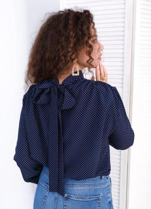 Блуза в горошек с бантом на спине "эстер" 🎀2 фото