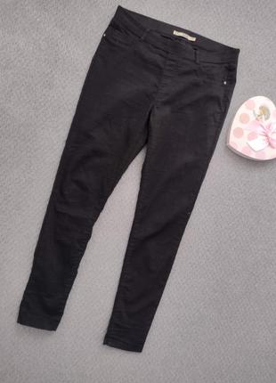 Брюки коттоновые стрейч пояс резинка черные