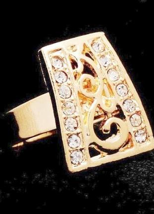 Ажурное кольцо в стразах, безразмерное, новое! арт.9408