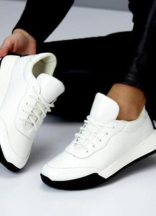 Универсальные белые кожаные мягкие кроссовки натуральная кожа доступная цена