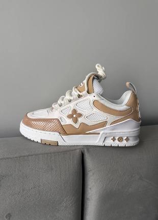 Lv skate sneaker beige white1 фото