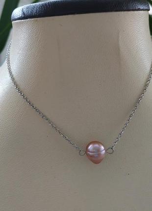 Чокер - ланцюжок з ліловим перлами "ія"