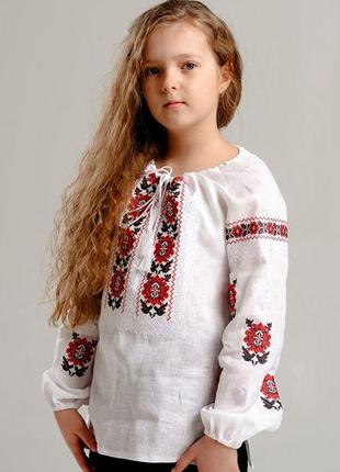 Вышиванка для девочки детская вышиванка вышитая рубашка3 фото