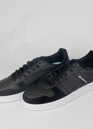 Кеды (кроссовки) мужские adidas черные гладкие. легкие, из эко-кожи, на высокой подошве4 фото