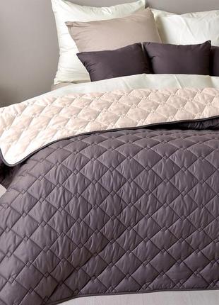 Покривало стьобане двостороннє стиль cube tm ideia 140х210 см шоколад/беж