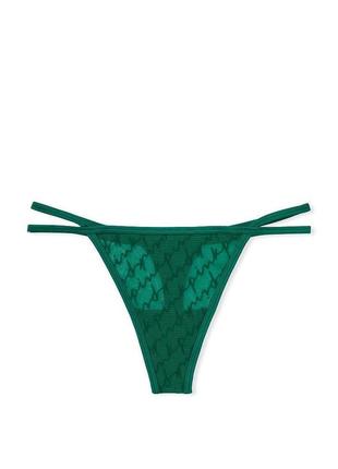 Трусики стрінги victoria's secret  flocked mesh thong panty s зеленый2 фото