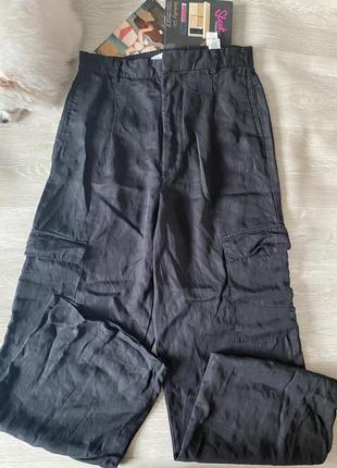 Черные широкие брюки карго