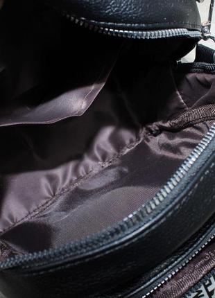 Женский рюкзак на лето широкий ремень эко-кожа черный5 фото