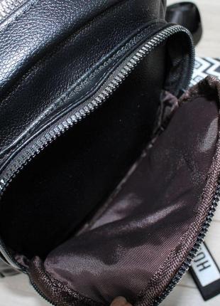 Женский рюкзак на лето широкий ремень эко-кожа черный6 фото