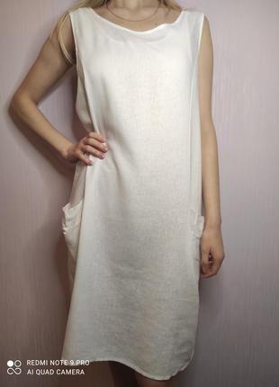 Льняное платье италия лен белое сарафан лен льняное платье4 фото