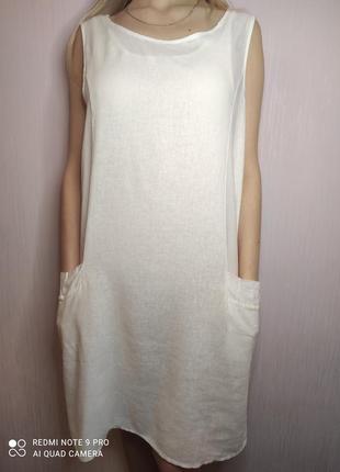 Льняное платье италия лен белое сарафан лен льняное платье6 фото