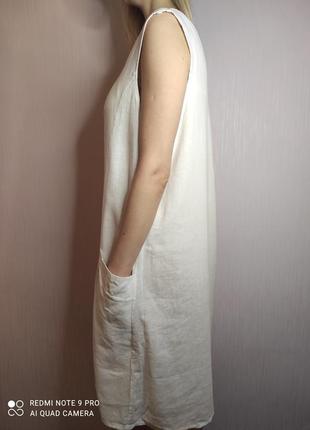 Льняное платье италия лен белое сарафан лен льняное платье3 фото