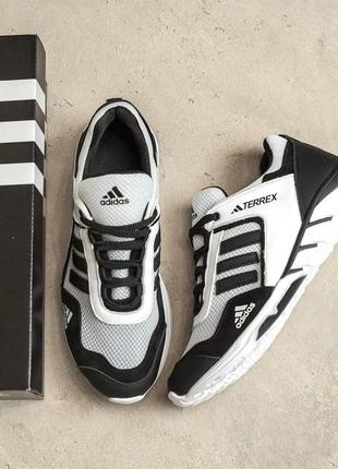 Мужские летние кроссовки сетка adidas (адидас) terrex white, текстильные кеды лето белые, мужская обувь9 фото