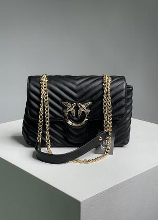 Стильна жіноча сумка pinko lady love bag puff v quilt black gold 24 x 16 x 8 см